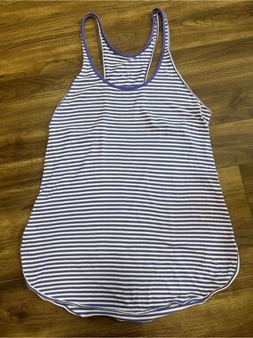 Lululemon Purple & White Stripe Hold Tight Thin Strap Racerback Tank Top